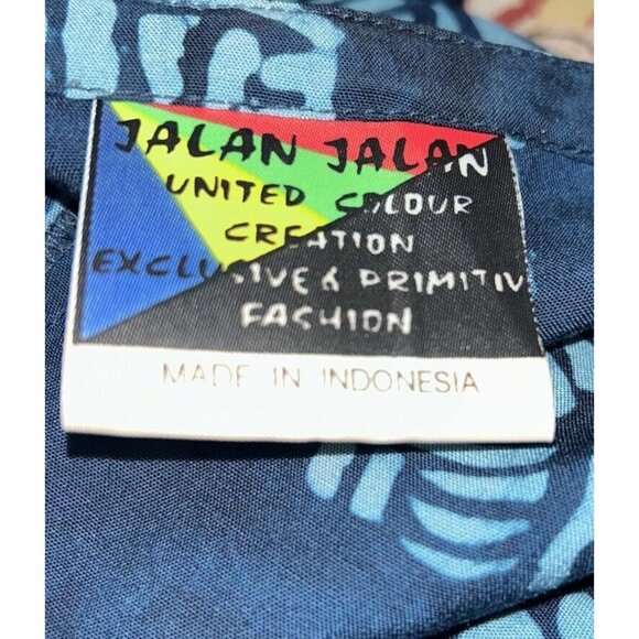 VTG Jalan Jalan Sz LARGE Batik Rayon Maxi Dress L/S Modest Y2K 90s Button Up EUC - Picture 9 of 10